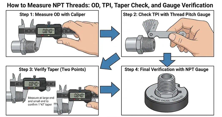How to Measure NPT Threads Accurately on a Fitting