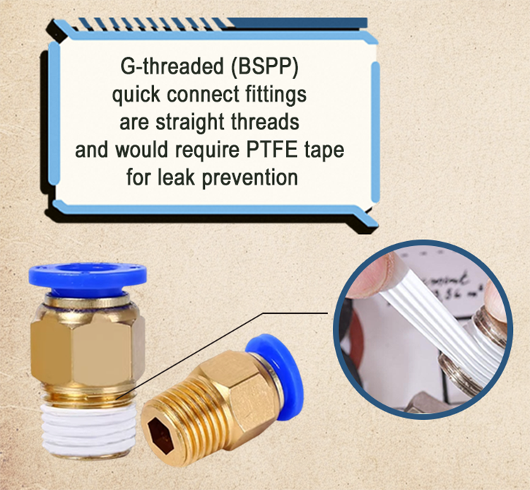 Pneumatic Push In Fittings: When to Use PTFE Thread Seal Tape
